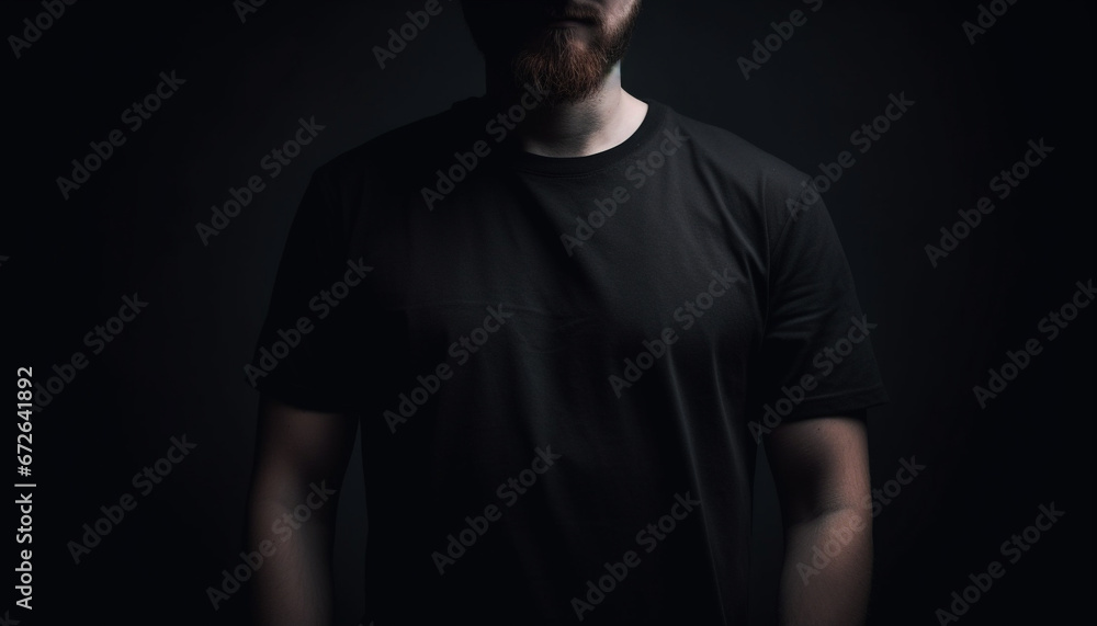 Confident young adult fashion model standing in black and white generated by AI Confident young adult fashion model standing in black and white generated by AI