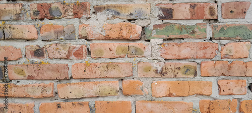 Texture of old brickwork. Photo of retro brickwork.