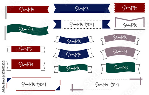 おしゃれな線画タイトルリボン　冬カラー　クリスマス　winter title ribbon