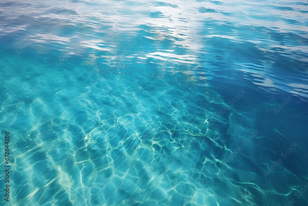Beautiful azure water in the pool in a photorealistic style. AI generated illustration.