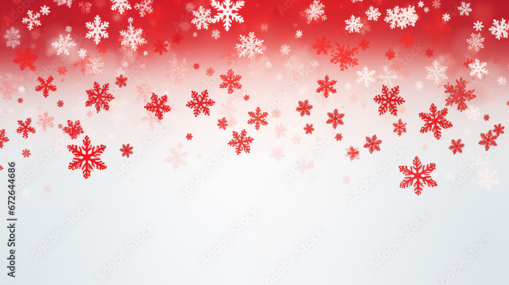 Czerwone zimowe tło świąteczne z płatkami śniegu. Świąteczna tapeta na Boże Narodzenie - obrazy, fototapety, plakaty 