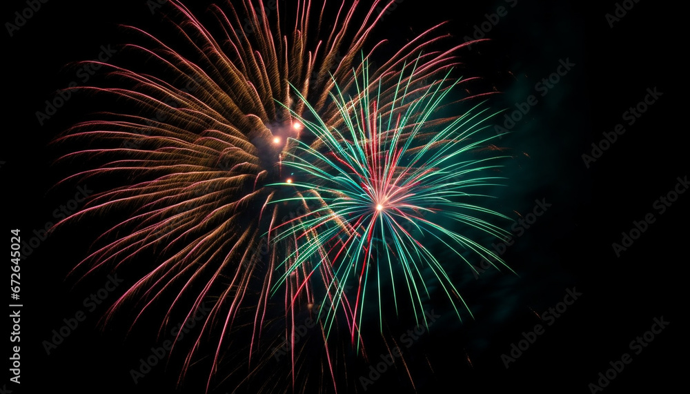 Fourth of July celebration exploding fireworks display in vibrant colors generated by AI Fourth of July celebration exploding fireworks display in vibrant colors generated by AI