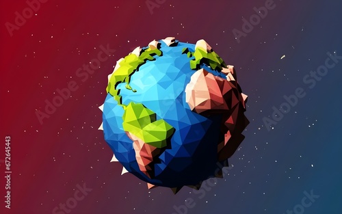 Wallpaper Mural 3D render space low-poly earth ai generative colorful  Torontodigital.ca