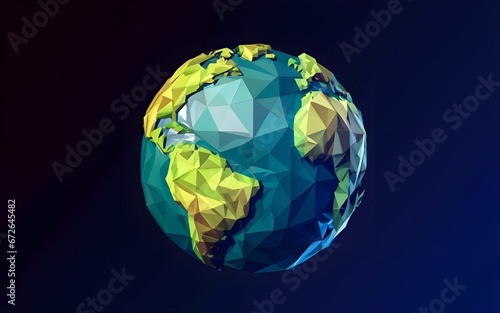 3D render space low-poly earth ai generative colorful 