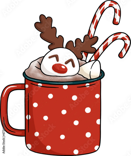Hand drawn Christmas hot cocoa