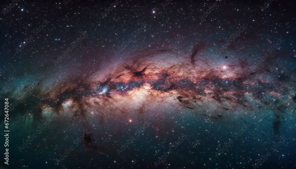 Exploring the deep abstract space, telescope illuminates star trail landscape generated by AI Exploring the deep abstract space, telescope illuminates star trail landscape generated by AI