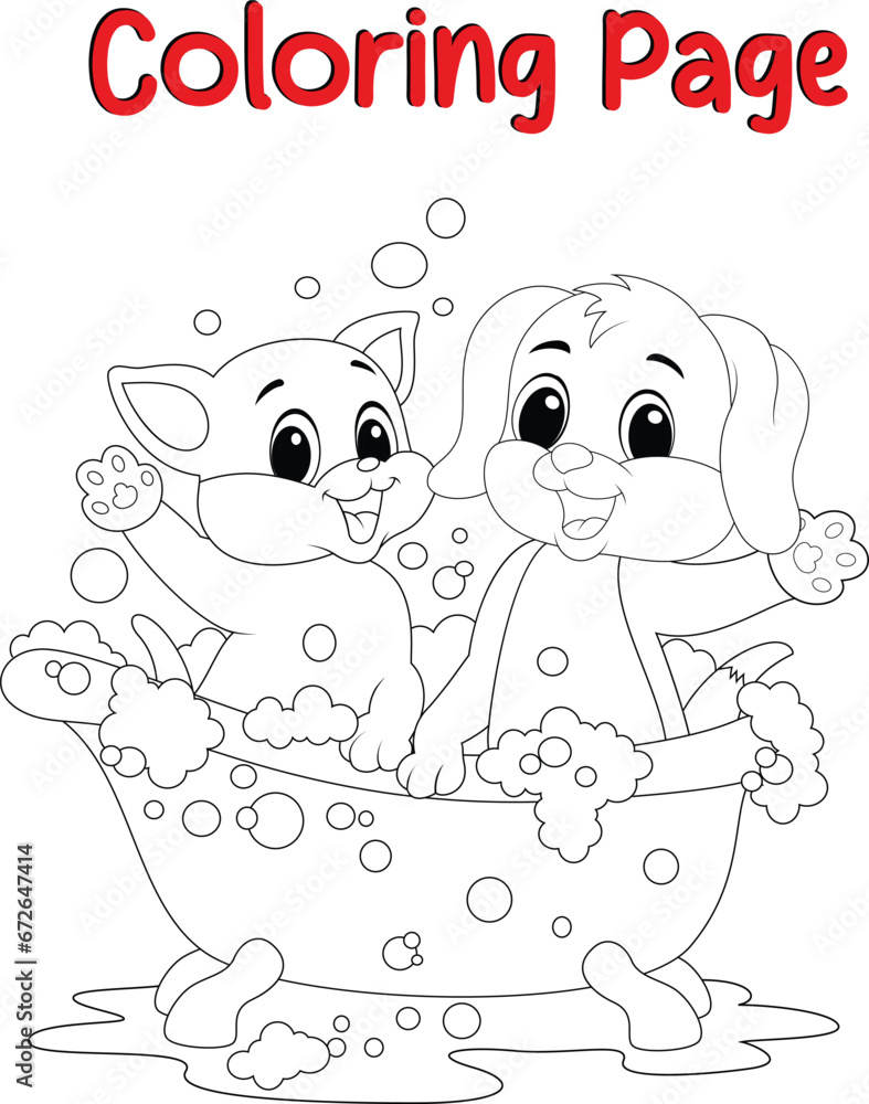 Cute Dog coloring page. Animal coloring book for kids