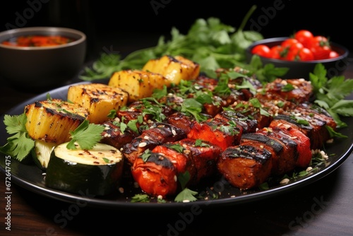 Grilled vegetables. The concept of vegan healthy eating