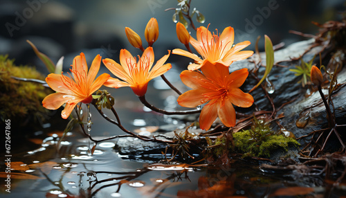 Vibrant colors of nature bouquet bloom in tranquil meadow generated by AI