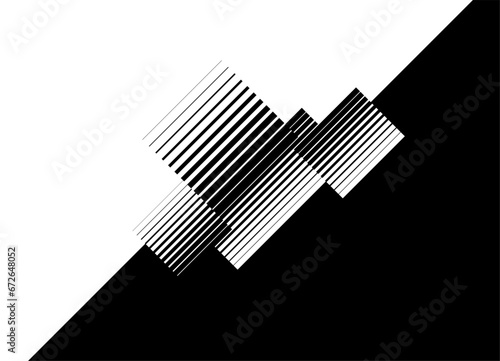 Vector transition from black to white with abstract striped geometric shapes. For covers, interior decor, printing, Modern vector background
