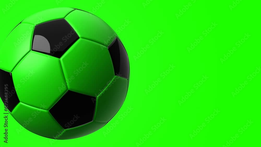 Green soccer ball on green text space.
Loop able 3d animation for background.

