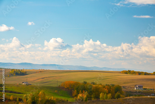 Autumn yellow and red landscape - hills
