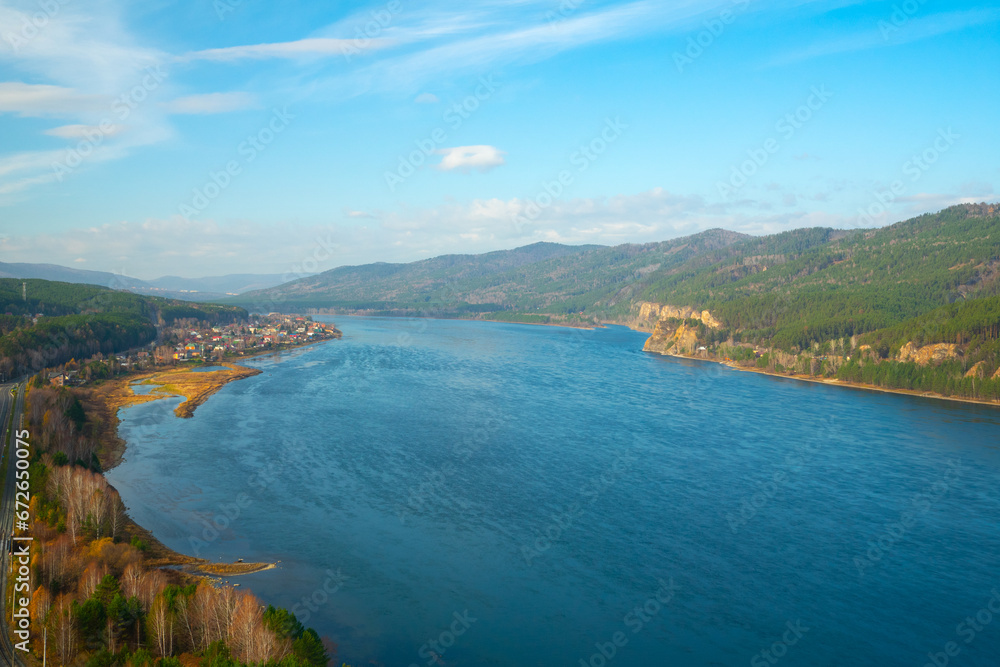 View of the Yenisei River from the observation deck 