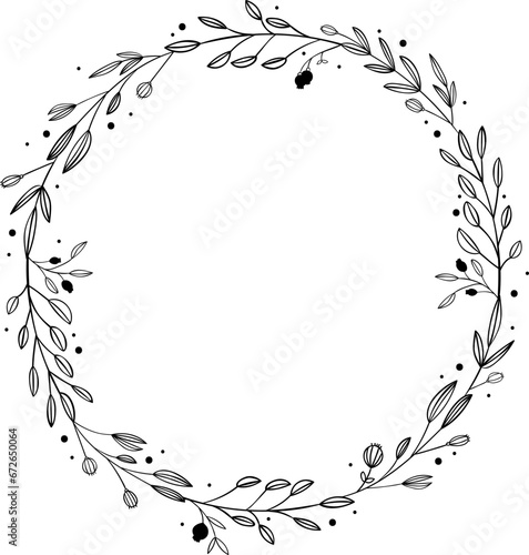 Floral wreath minimal design for wedding invitation or brand logo.	
