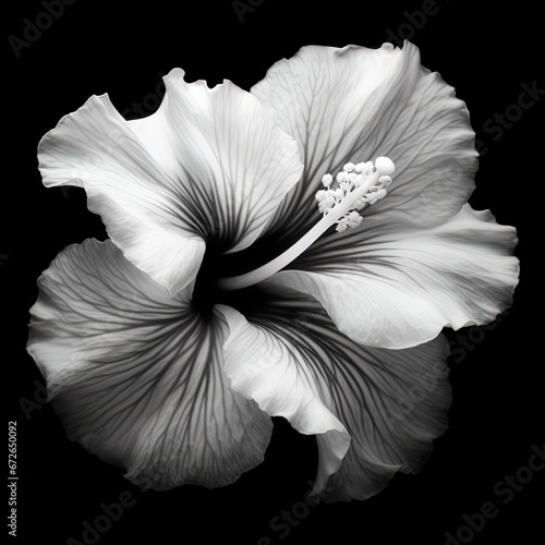 Abstract Hibiscus petals, black and white illustration. banner, design for paintings, albums