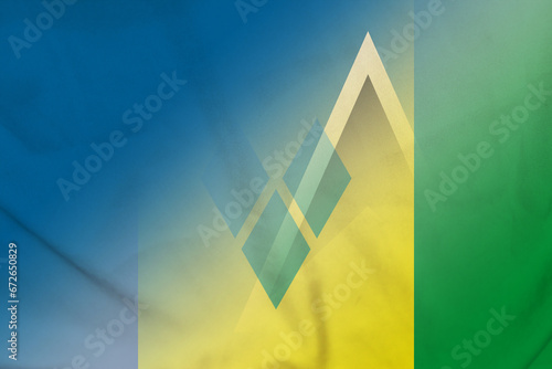 Saint Lucia and Saint Vincent and the Grenadines state flag international contract VCT LCA photo