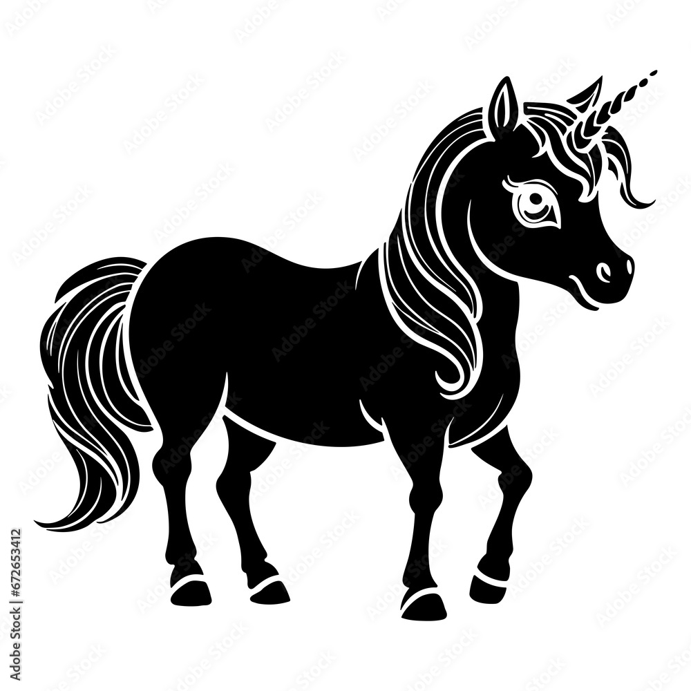 Unicorn horse black silhouette