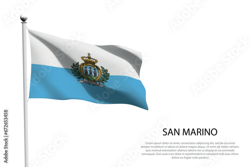 National flag San Marino waving on white background