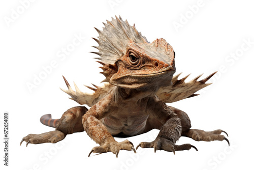 Seamless Frilled Lizard Wildlife Display Isolated on transparent background photo