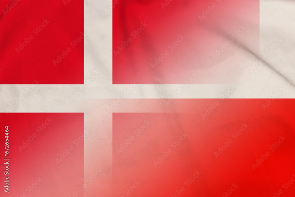 Fototapeta premium Denmark and Poland political flag transborder relations POL DNK