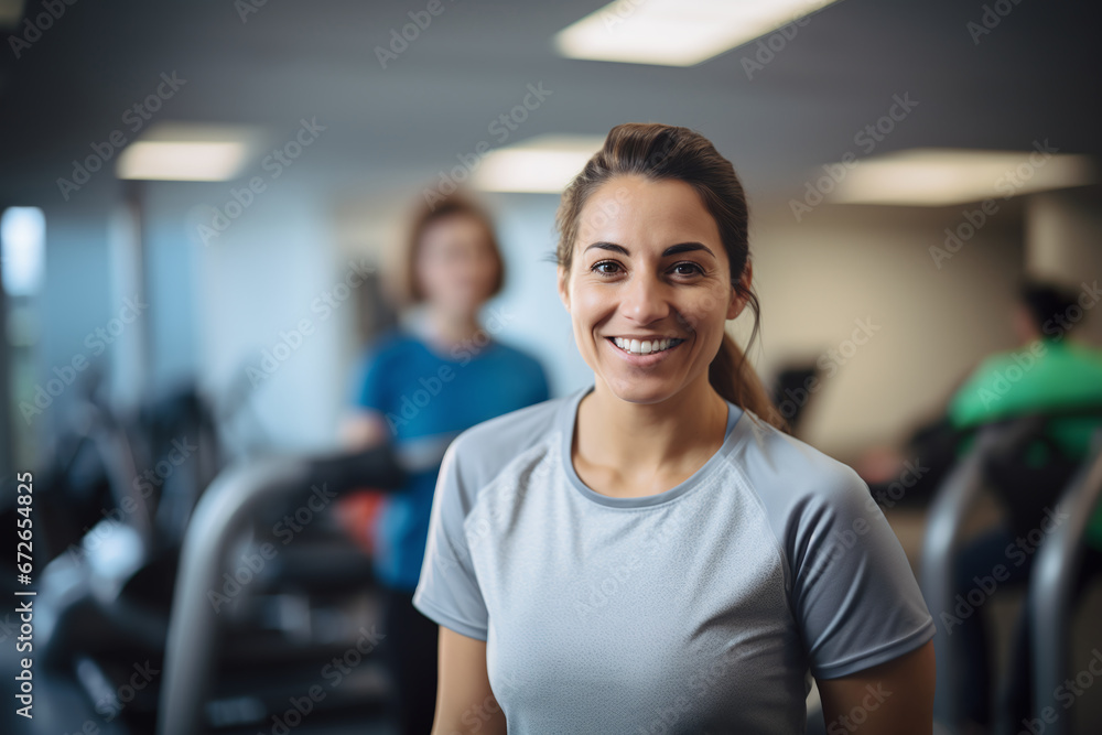Energetic Woman With a Confident Smile at the Gym Ready for a Workout Session Energetic Woman With a Confident Smile at the Gym Ready for a Workout Session