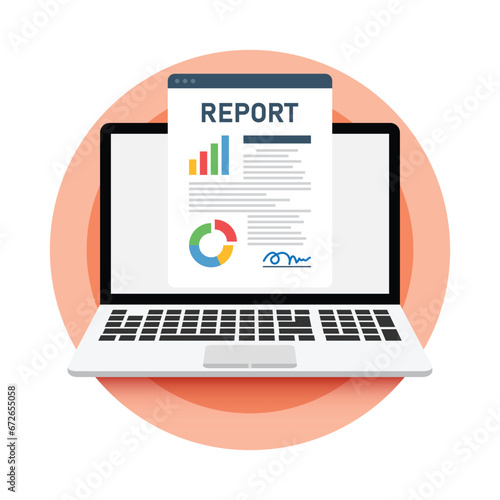 Report document icon in flat style. Dashboard plan vector illustration on isolated background. Analysis sign business concept.