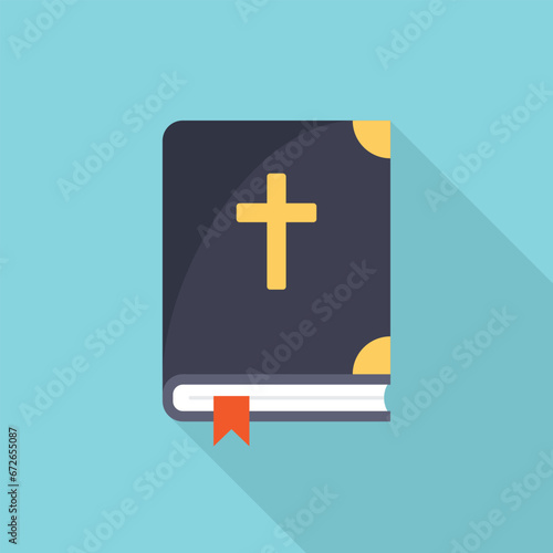 Holy bible icon in flat style. Christianity book vector illustration on isolated background. Religion sign business concept.