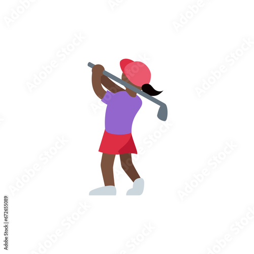 Woman Golfing Dark-Skin