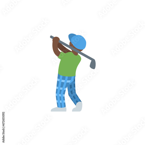 Man Golfing Dark-Skin
