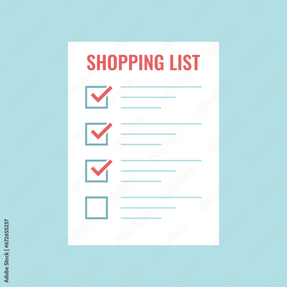 Shopping list icon in flat style. Memo pages vector illustration on isolated background. Daily planner sign business concept. Shopping list icon in flat style. Memo pages vector illustration on isolated background. Daily planner sign business concept.