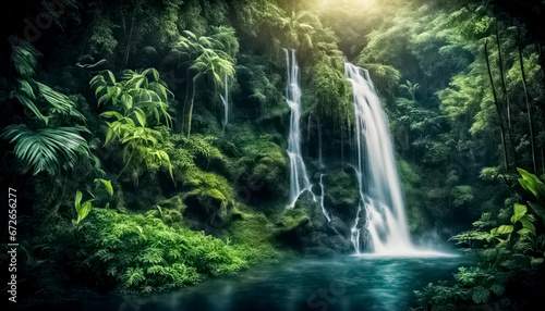 Paesaggio Tropicale Sereno- La Magia di una Cascata