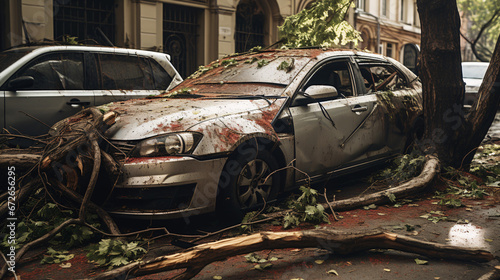 Storm Ciaran: Car destroyed by tree after heavy storm