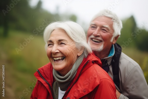 smiling senior citizen enjoying outdoor vacation