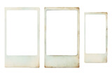Set of three vintage photo frames isolated on transparent background, photo frames in different formats, graphic design elements, png.