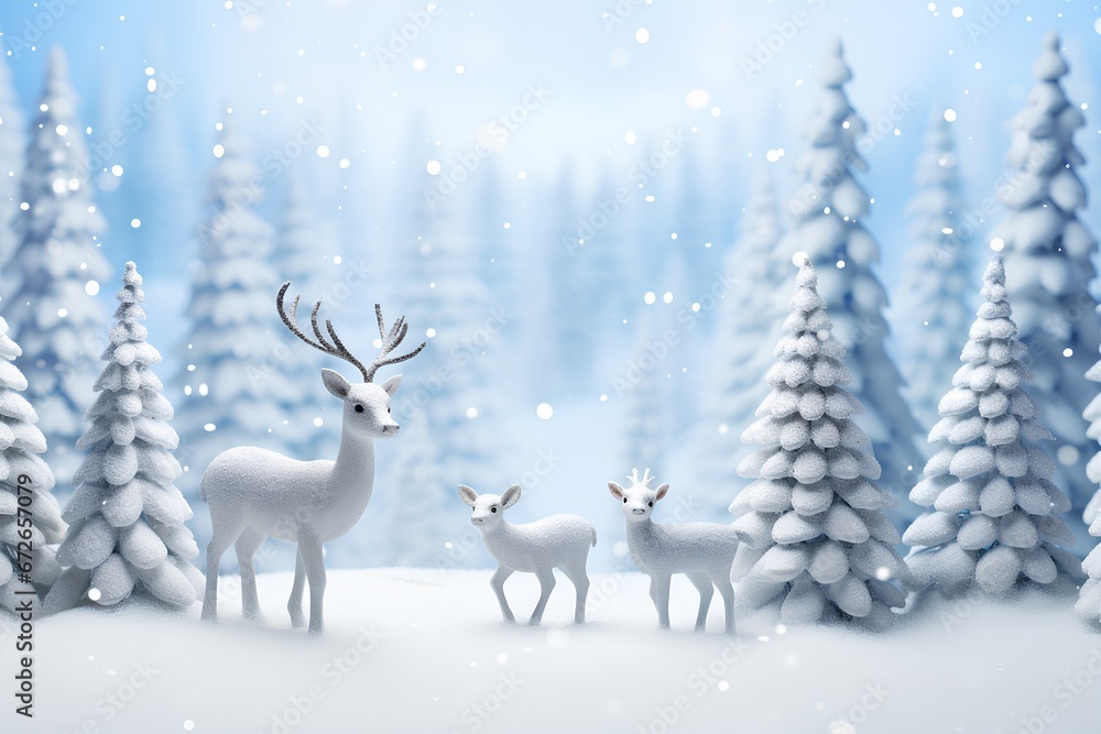 雪の中のシカ(3D) 雪の中のシカ(3D)