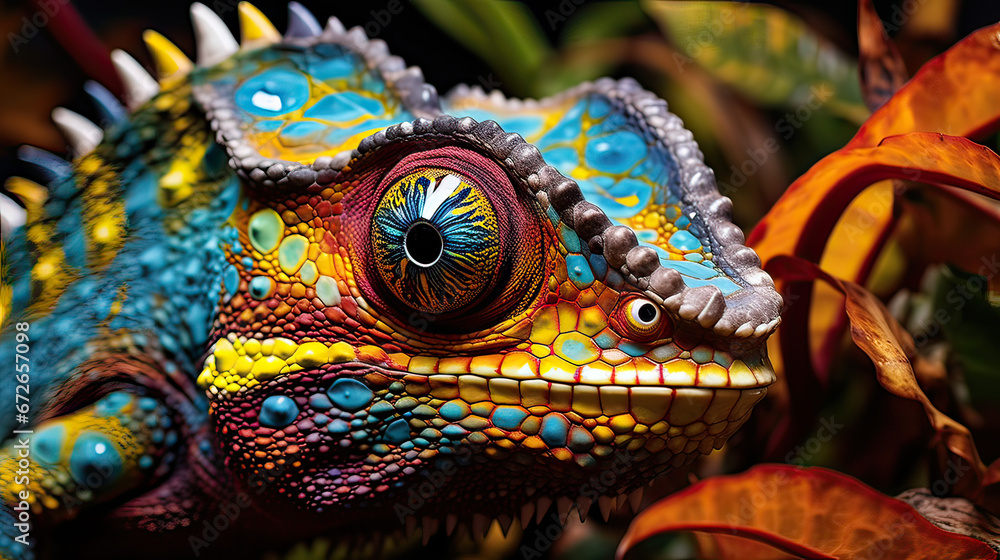 Kaleidoscopic view through a chameleon’s ever-shifting eyes Ai Generative