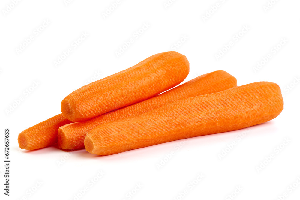 Peeled Carrots, isolated on white background. Peeled Carrots, isolated on white background.