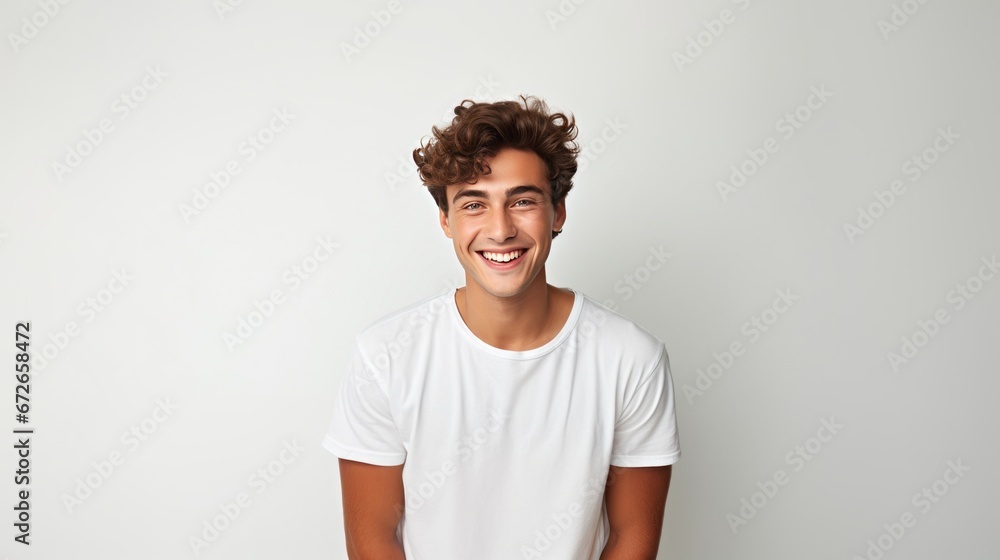 © Yahor Shylau - guy smiling on a white background. © Yahor Shylau - guy smiling on a white background.