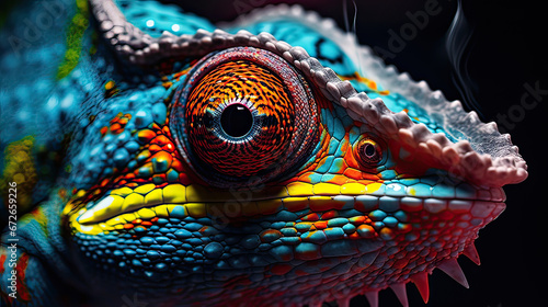 Kaleidoscopic view through a chameleon’s ever-shifting eyes Ai Generative © SK