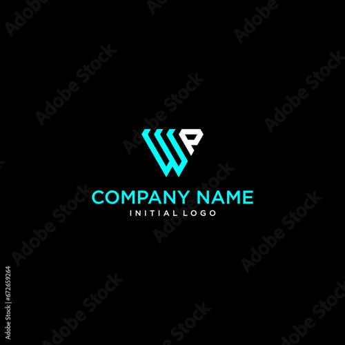 letter wp or pw initial luxury monogram abstract triangle business logo design