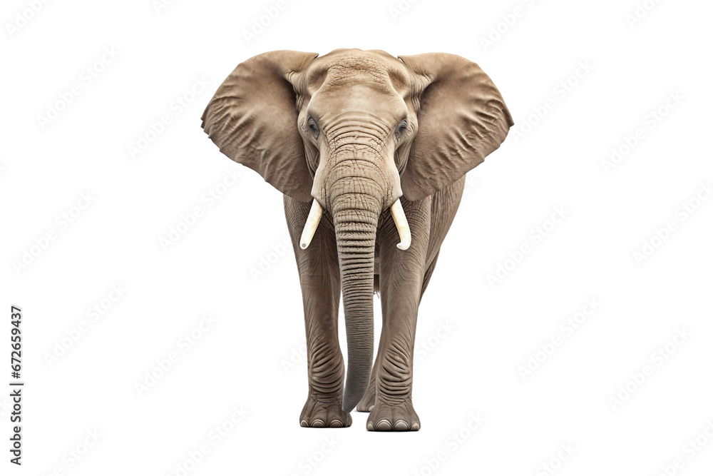 Graceful African Elephant Isolated on transparent background