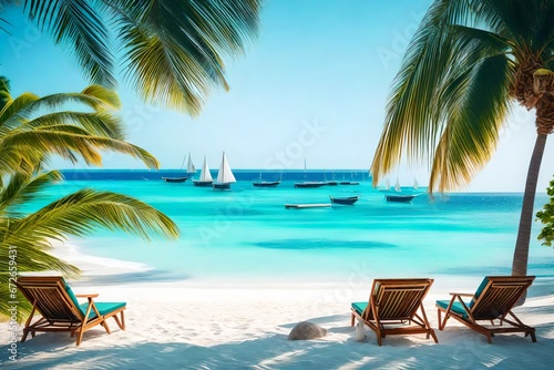 beach with chairs © aimenyounas