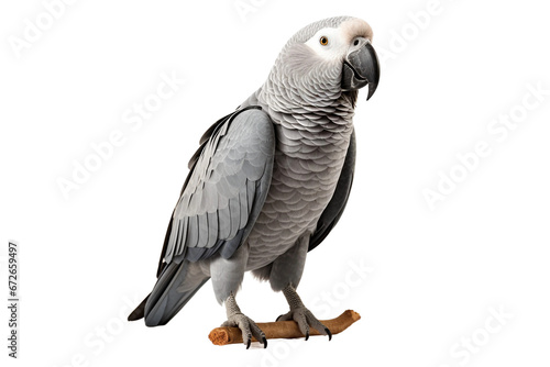 African Grey Beauty on a White Canvas Isolated on transparent background