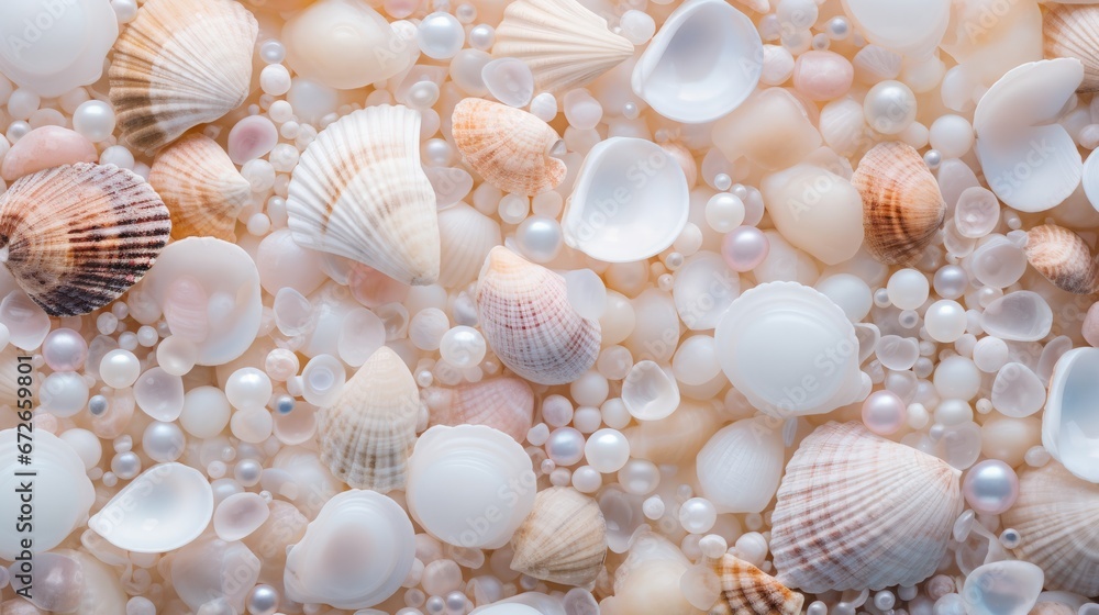 seashells with pearls background. seashells with pearls background.