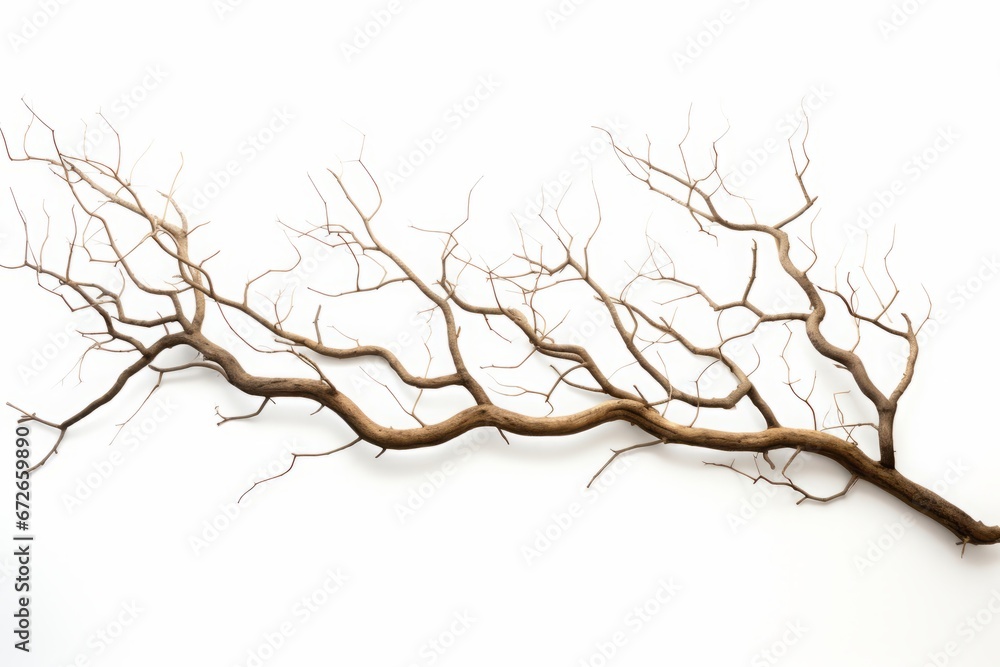 Obraz premium dry tree branch on a white background.