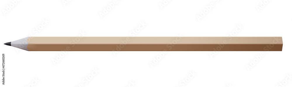 Pencil natural wood isolated on white transparent background, PNG, 