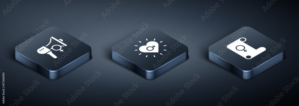 Set Isometric Feminist activist, Feminism and icon. Vector Set Isometric Feminist activist, Feminism and icon. Vector