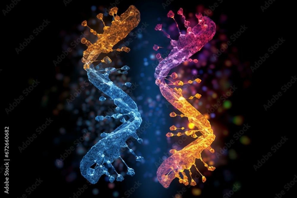 Shining molecule and shiny chromosome. Generative AI
