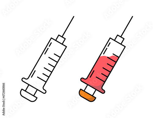 Syringe icon vector illustration. Doctors often use syringes to prevent and treat malignant diseases.