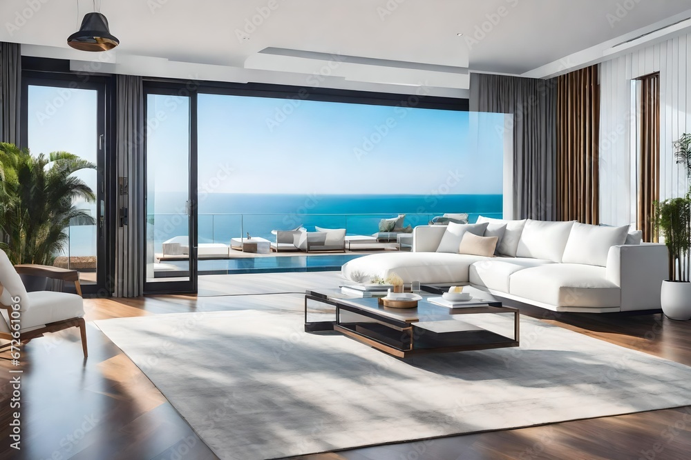modern living room with open window modern living room with open window
